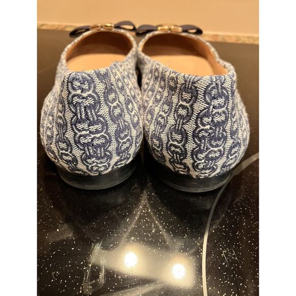 TORY BURCH Navy Blue Gemini Chain Link Leather Comfort Loafers Shoes Sz. 9 - Picture 3 of 11